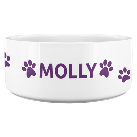Image of Personalized Ceramic Dog Bowl Paw Name