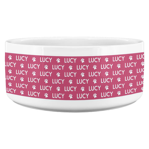 Image of Personalized Ceramic Dog Bowl Pattern Name