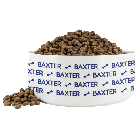Image of Personalized Ceramic Dog Bowl Pattern Name Bones