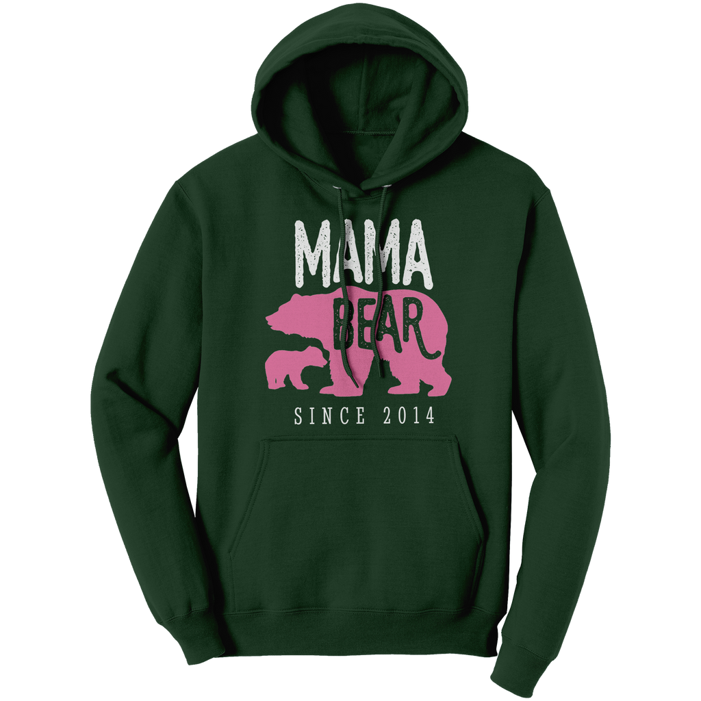 Mama_Bear_Since_2014_Hoodie_Sweatshirt_Dark_Green_Front_Mockup.png
