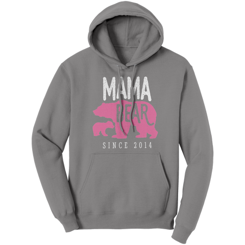 Image of Mama_Bear_Since_2014_Hoodie_Sweatshirt_Med_Grey_Front_Mockup.png