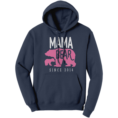 Image of Mama_Bear_Since_2014_Hoodie_Sweatshirt_Navy_Front_Mockup.png
