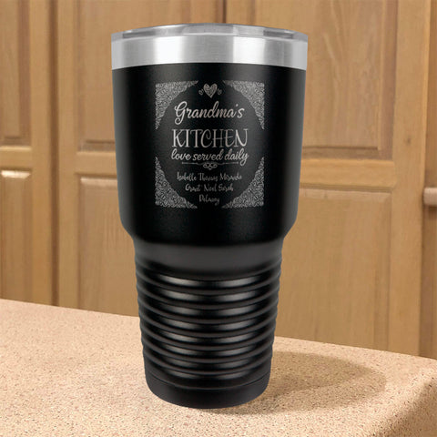 Personalized Stainless Steel Tumbler Love Served Daily Grandma