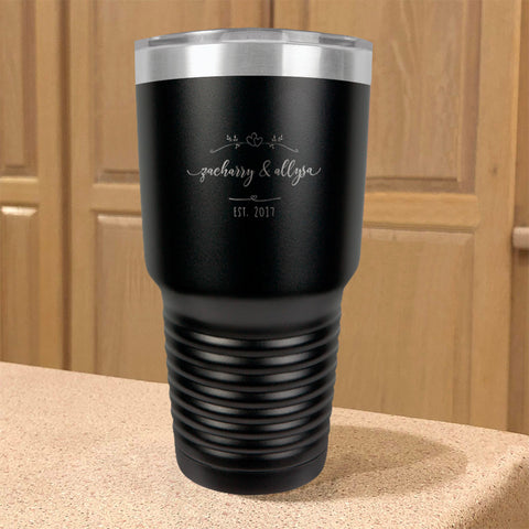 Image of Personalized Stainless Steel Tumbler Married First Names