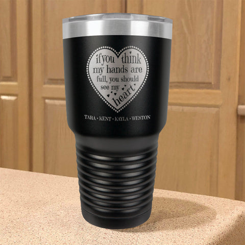 Image of Full Heart Personalized Stainless Steel Tumbler