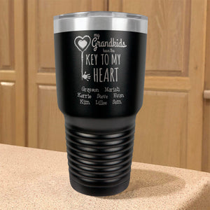 Personalized Stainless Steel Tumbler Key To My Heart Grandma