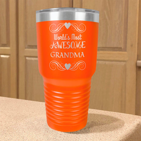 Image of Personalized Stainless Steel Tumbler World's Most Awesome Grandma