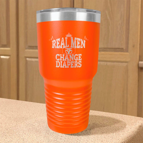 Image of Stainless Steel Tumbler Real Men Changing Diapers