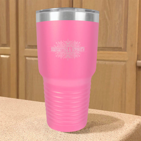 Image of Newlywed Flora Personalized Stainless Steel Tumbler