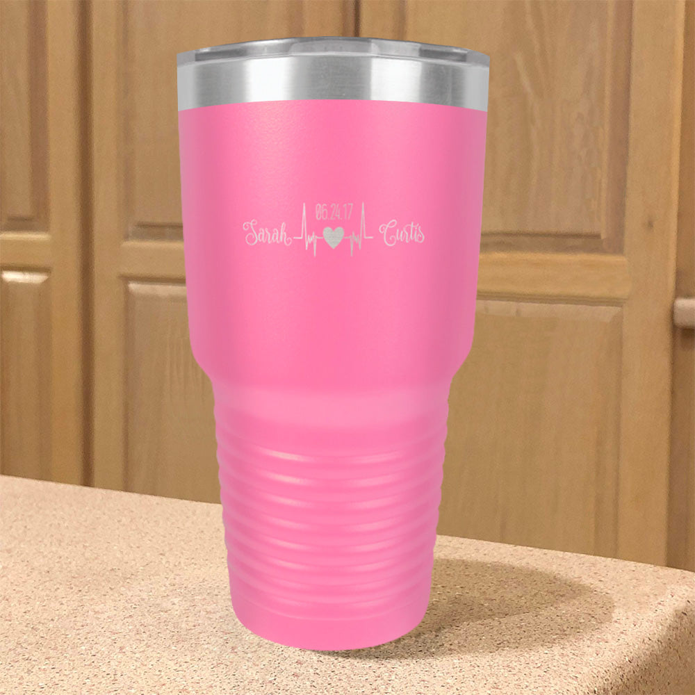 Personalized Stainless Steel Tumbler Heartbeat Couple