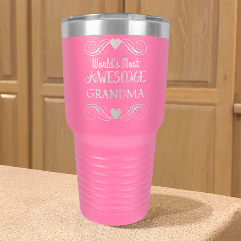 Image of Personalized Stainless Steel Tumbler World's Most Awesome Grandma