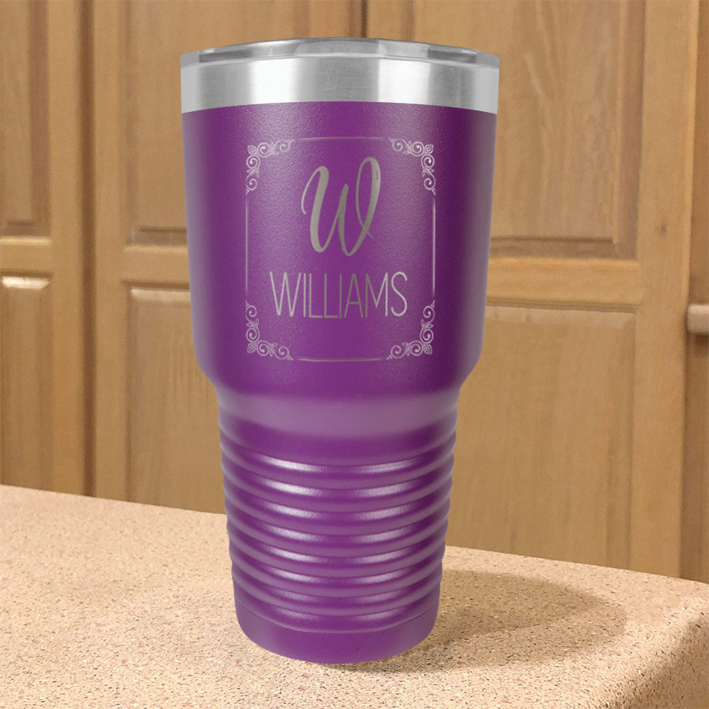 Framed Surname Personalized Stainless Steel Tumbler