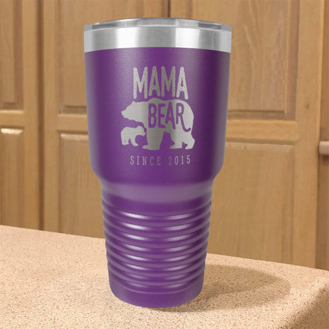 Image of Mama Bear Personalized Stainless Steel Tumbler