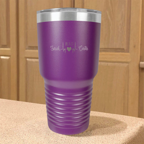 Image of Personalized Stainless Steel Tumbler Heartbeat Couple