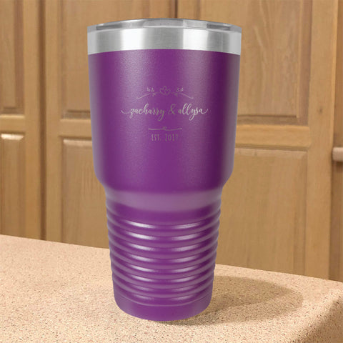 Image of Personalized Stainless Steel Tumbler Married First Names