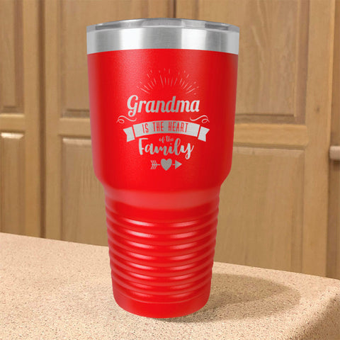 Image of Grandma Is The Heart Of The Family Personalized Stainless Steel Tumbler
