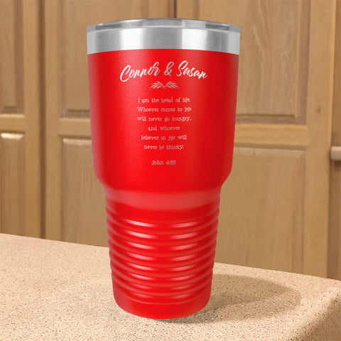 Image of Personalized Stainless Steel Tumbler John 6:35 Couple