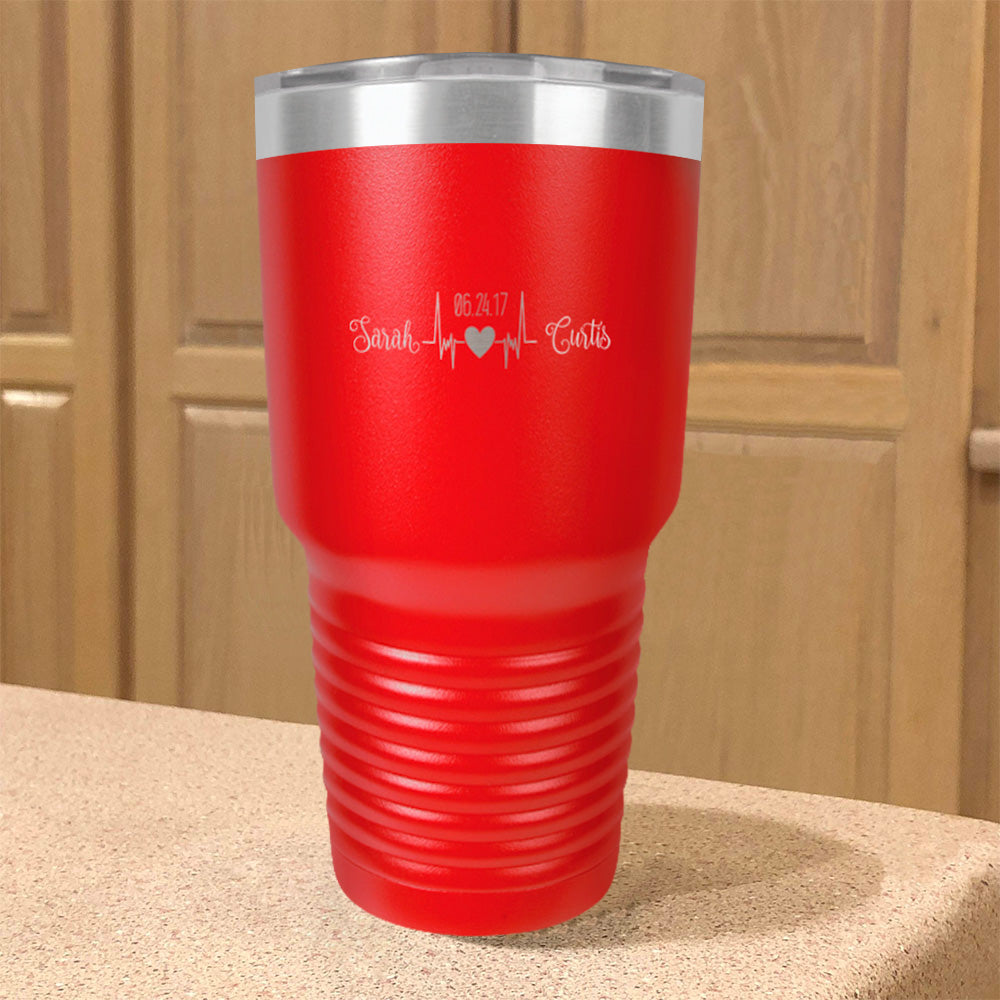 Personalized Stainless Steel Tumbler Heartbeat Couple