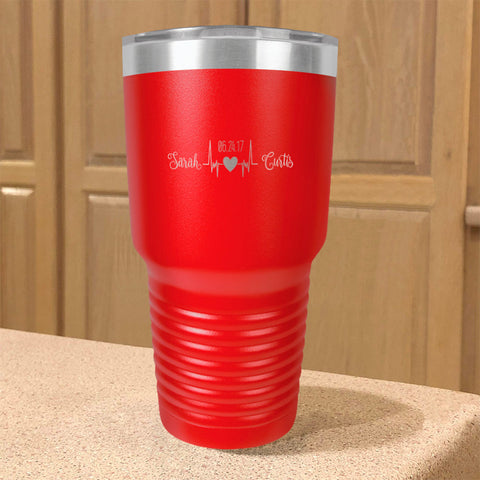 Image of Personalized Stainless Steel Tumbler Heartbeat Couple