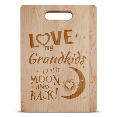 Image of Love My Grandkids To the Moon and Back Personalized Maple Cutting Board