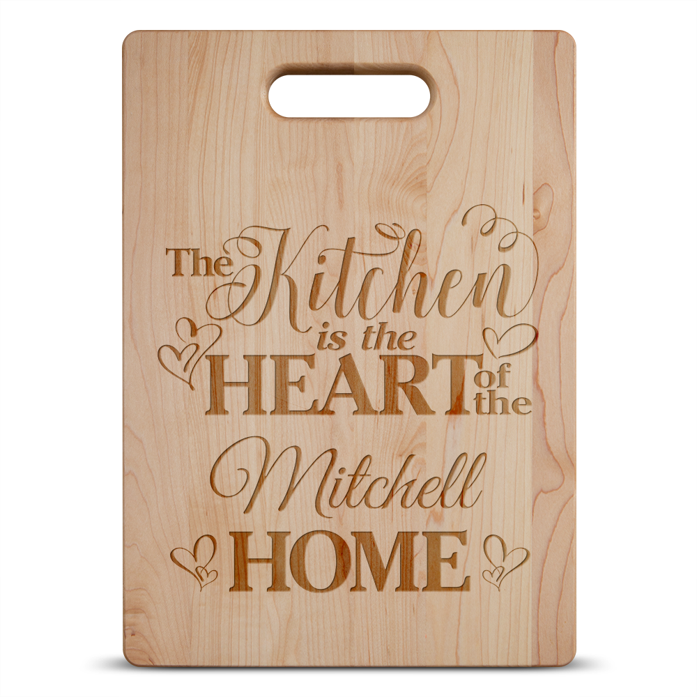Kitchen Is the Heart of the Home Personalized Maple Cutting Board