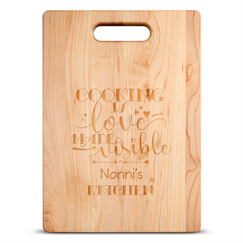 Image of Cooking is Love Personalized Maple Cutting Board