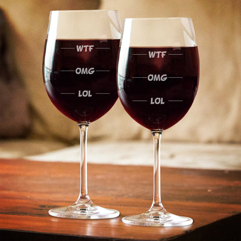 Image of WTF OMG LOL Wine Glass