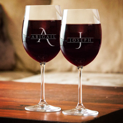 Image of Personalized Monogram Wine Glass
