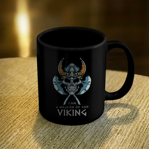 Image of Ceramic Coffee Mug Black I Am A Weapon Of God Viking
