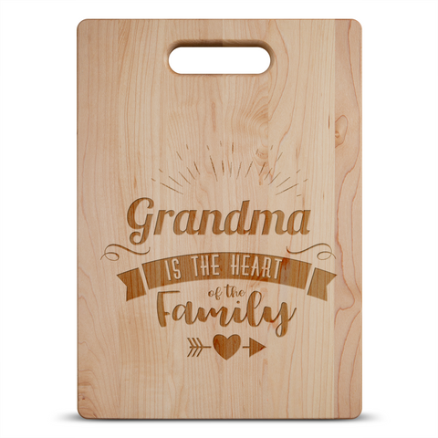 Image of Grandma Is The Heart Of The Family Personalized Maple Cutting Board