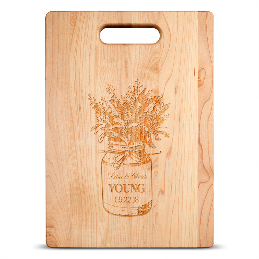 Mason Jar Personalized Maple Cutting Board