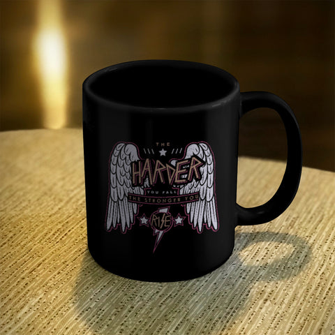 Image of Ceramic Coffee Mug Black The Harder You Fall The Stronger you Rise