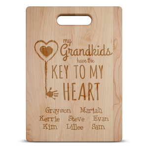 Key To Grandma's Heart Personalized Cutting Board