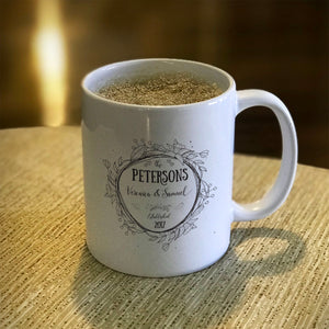 Floral Frame Personalized Ceramic Coffee Mug