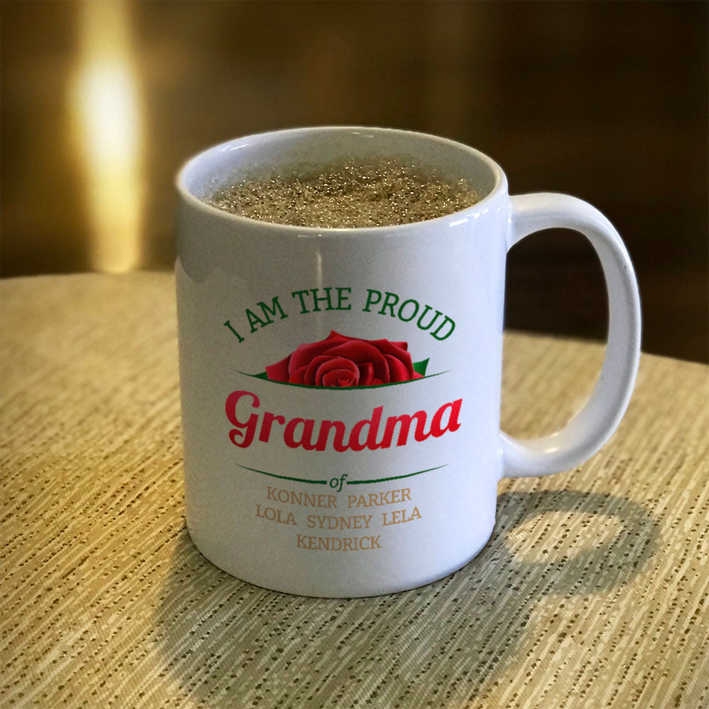 Roses Proud Grandma Personalized Ceramic Coffee Mug