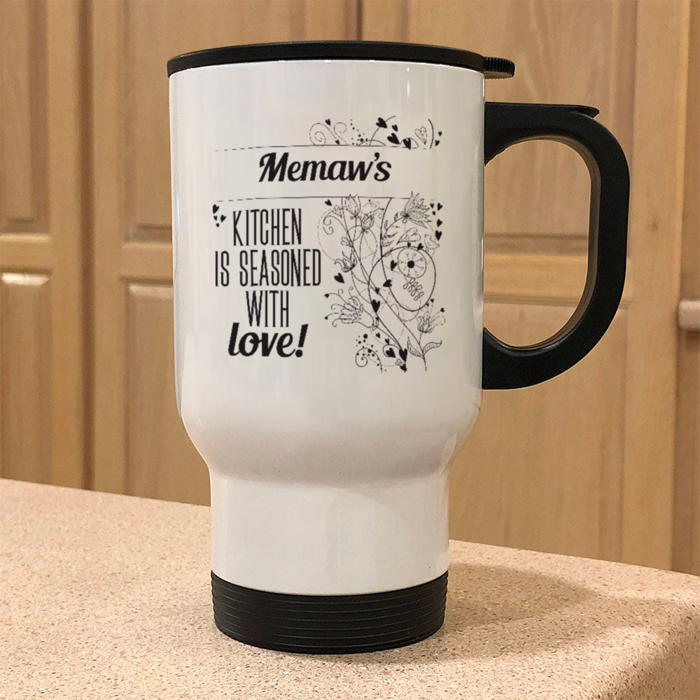Personalized Seasoned With Love Metal Coffee and Tea Travel Mug