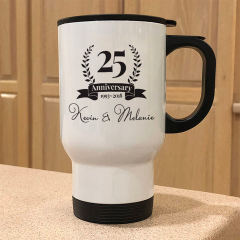Image of Laurel Underline Personalized Metal Coffee and Tea Travel Mug