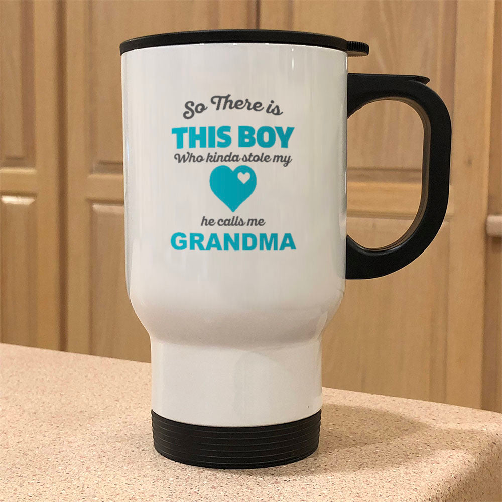 Personalized So There Is This Boy White Metal Coffee and Tea Travel Mug