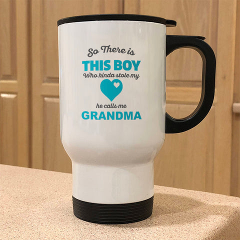 Image of Personalized So There Is This Boy White Metal Coffee and Tea Travel Mug