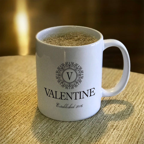 Image of Personalized Ceramic Coffee Mug Vintage Monogram