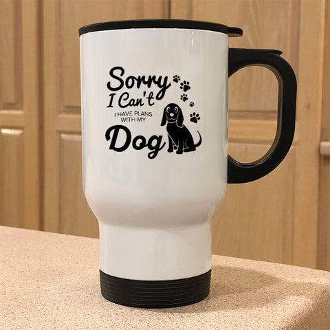 Image of Metal Coffee and Tea Travel Mug I Have Plans With My Dog