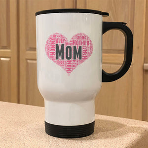 Mom Heart Metal Coffee and Tea Travel Mug