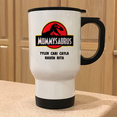 Image of Mummysaurus Personalized Metal Coffee and Tea Travel Mug