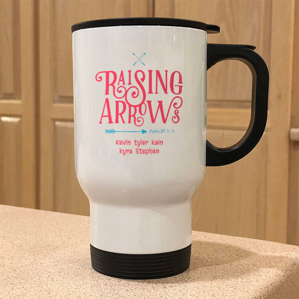 Raising Arrows Personalized Metal Coffee and Tea Travel Mug