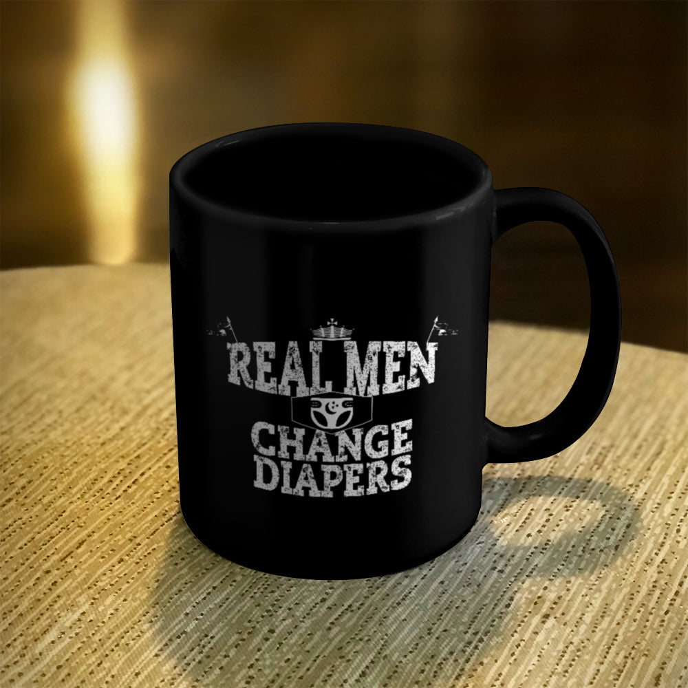 Ceramic Coffee Mug Black Real Men Chang Diapers