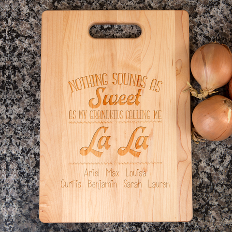 Image of Nothing Sounds as Sweet as my Grandkids Personalized Maple Cutting Board