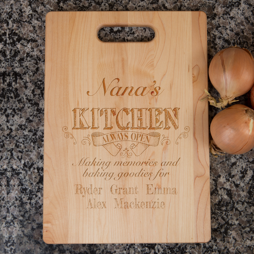 Kitchen Always Open Personalized Cutting Board