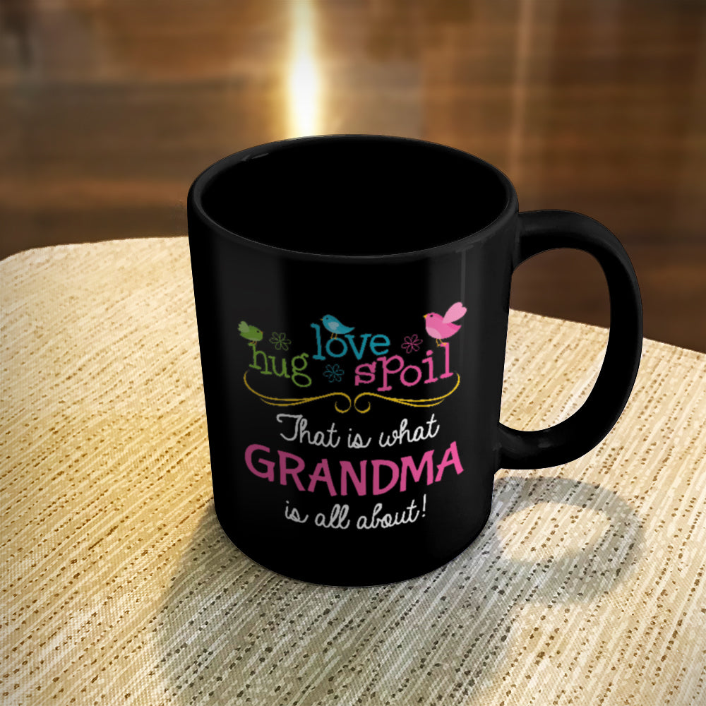 Personalized Ceramic Coffee Mug Black Love Hug Spoil