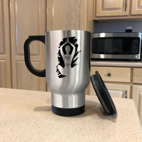 Image of Metal Coffee and Tea Travel Mug Yoga Inhale Exhale