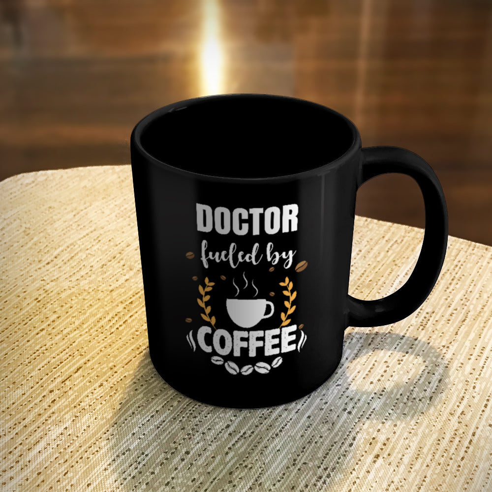 Personalized Ceramic Coffee Mug Black Fueled by Coffee